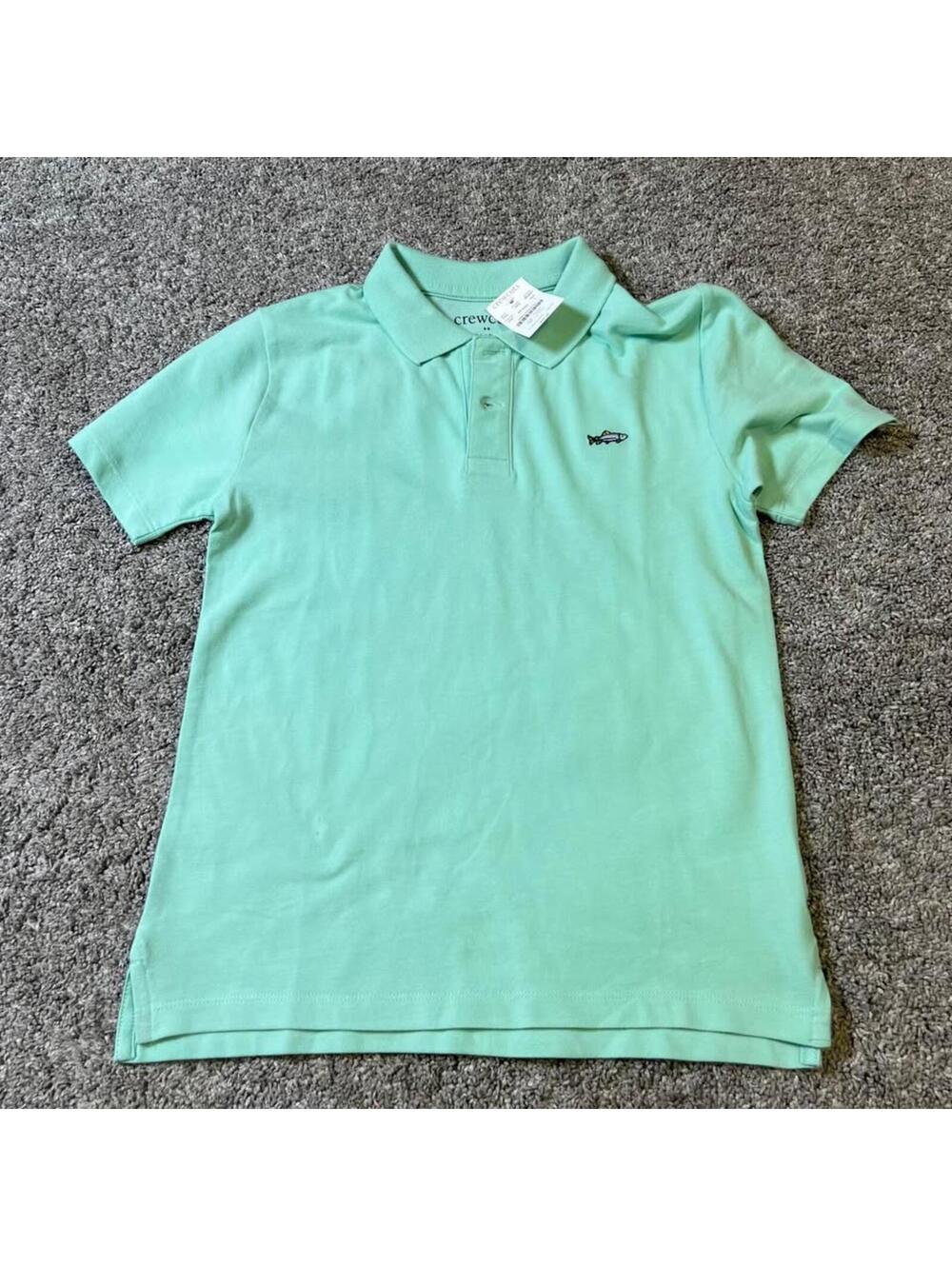 Crewcuts by J.Crew Boy’s Youth Mint Green Fish Embroidery Polo size Large NWT